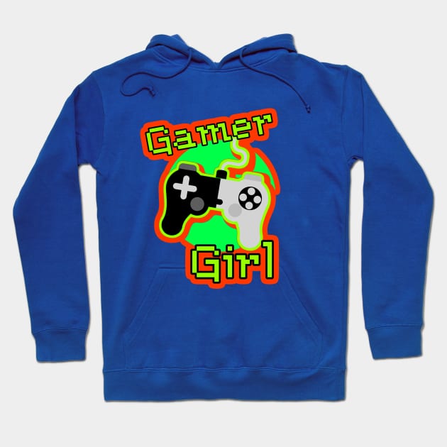 Orange and Green Gamer Girl Hoodie by AlondraHanley